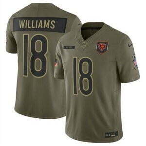 Mens Youths Caleb Williams Olive Salute to Service Stitched Jersey Vapor